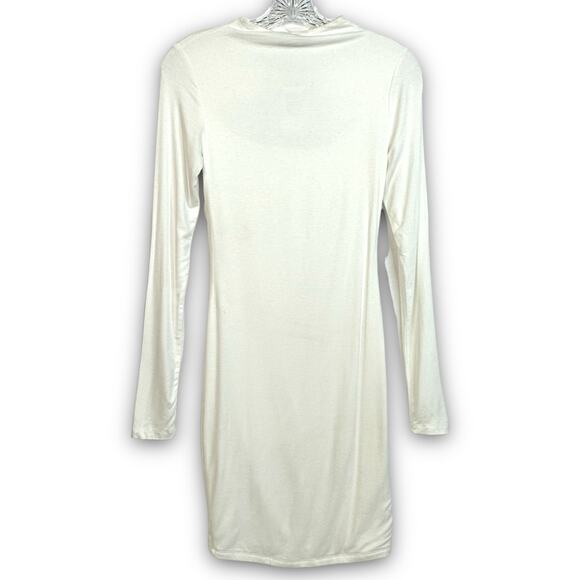 NEW Naked Wardrobe Bodycon Cutout Long Sleeve Mini Dress White Size Medium - Picture 3 of 5